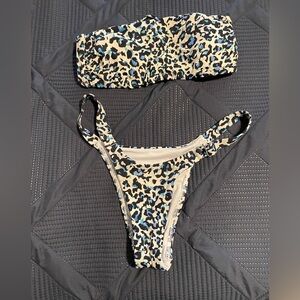 Victoria's Secret Blue and Black Leopard Bikini